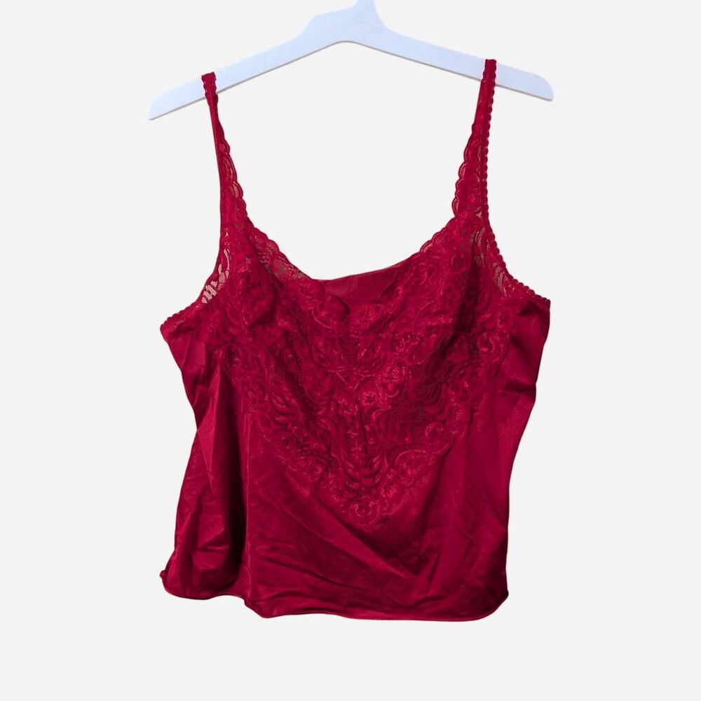 Vintage Vanity Fair Red Satin Lace Camisole Top ❤️ Coquette Indie Sleaze